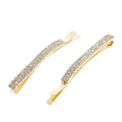 La Boutique du Coiffeur Barrettes dorées 2 rangées de strass x 2 Clearance