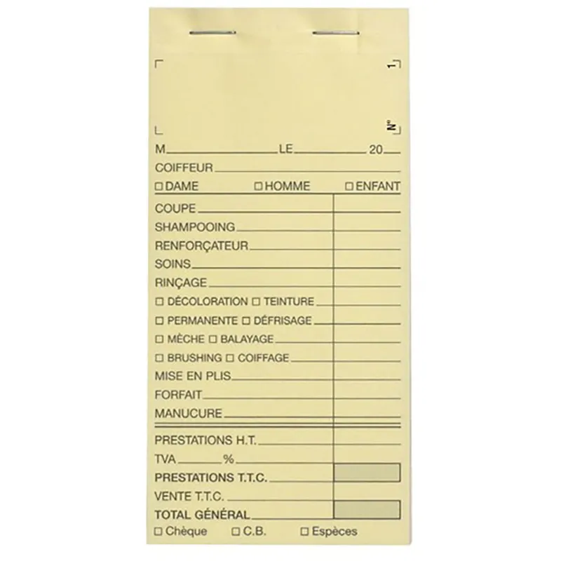 Carnet de caisse avec numéro Online