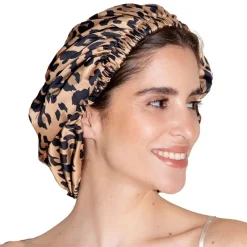 Nuit Satinée Charlotte en satin noir et léopard