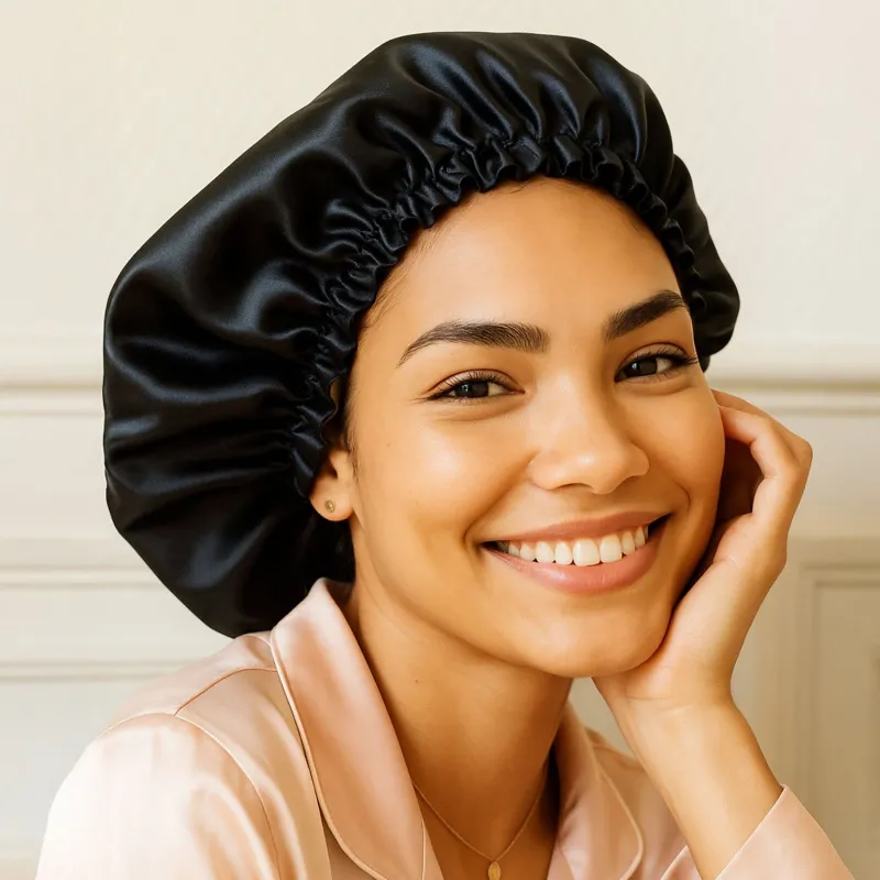 Nuit Satinée Charlotte en satin noir et léopard