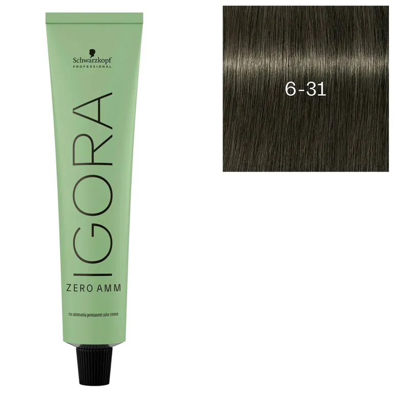 Schwarzkopf Professional Coloration Igora Zero Amm 6-31 blond foncé mat cendré Sale