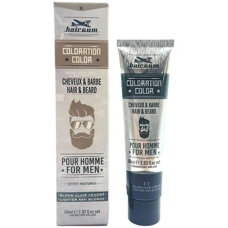 Hairgum Coloration pour homme cheveux & barbe 7.1 blond clair cendré Clearance