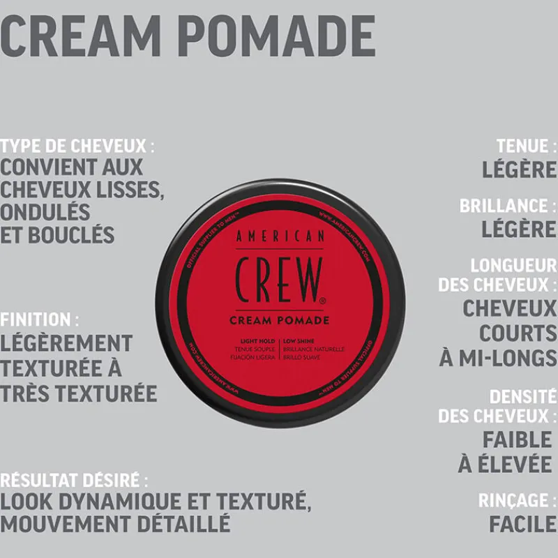 American Crew Crème de coiffage tenue légère Cream Pomade Outlet