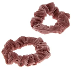 La Boutique du Coiffeur Duo chouchous velours côtelé rose Discount