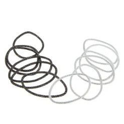 La Boutique du Coiffeur Elastiques pailletés fins noir et argent Sale