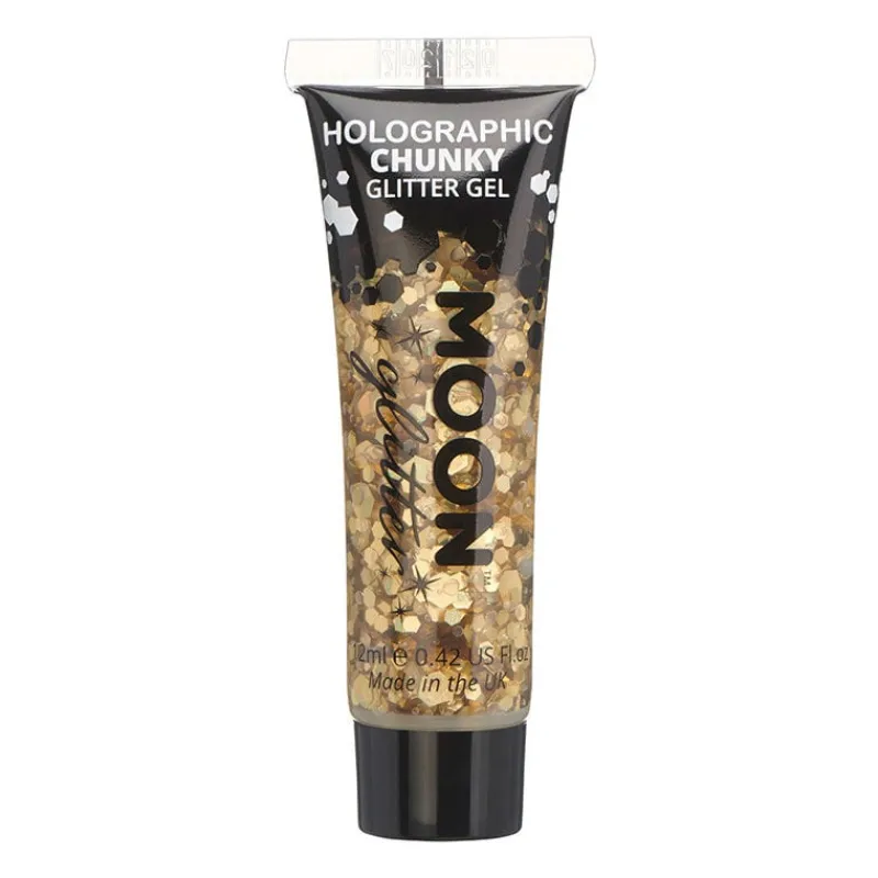 Moon Creations Gel holographique à grosses paillettes Moon Glitter doré New