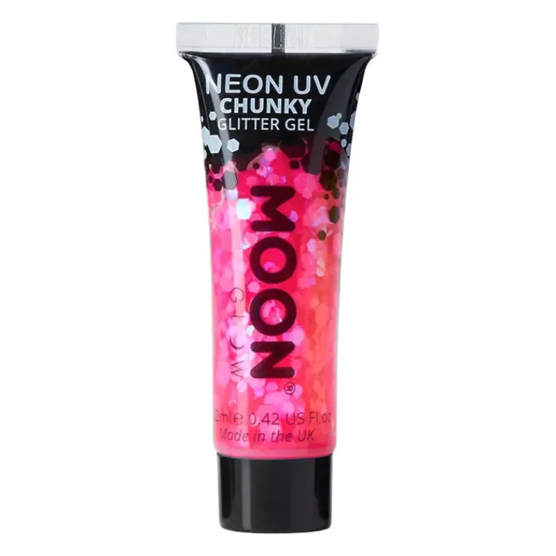Moon Creations Gel néon à grosses paillettes Moon Glow magenta Clearance