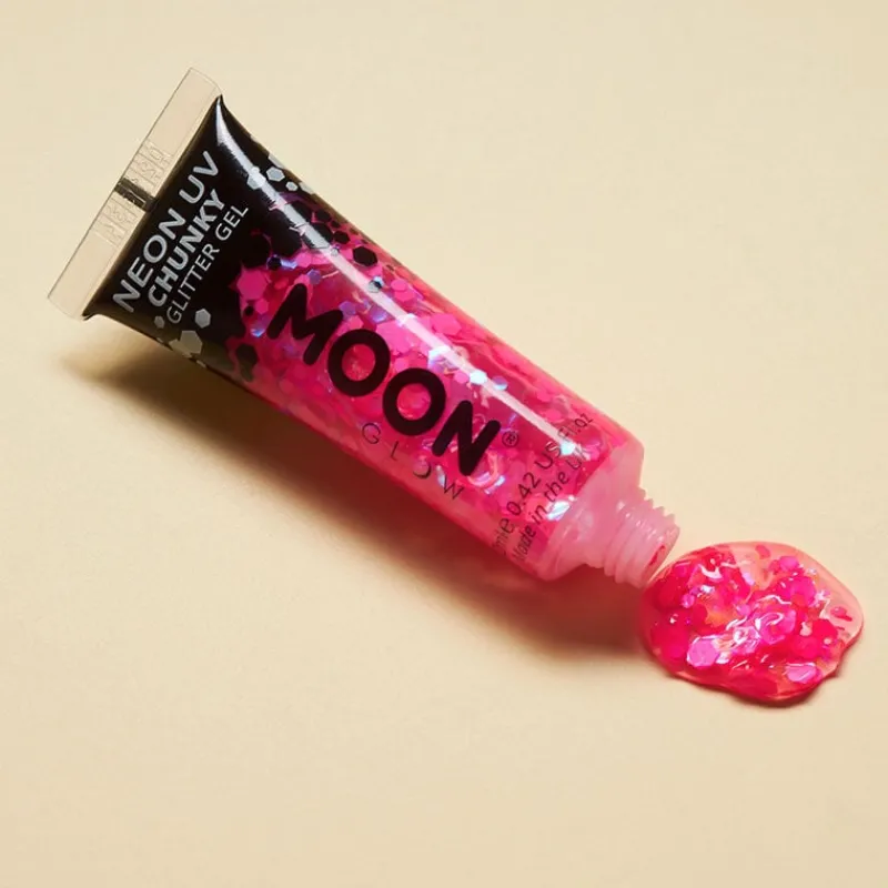 Moon Creations Gel néon à grosses paillettes Moon Glow magenta Clearance