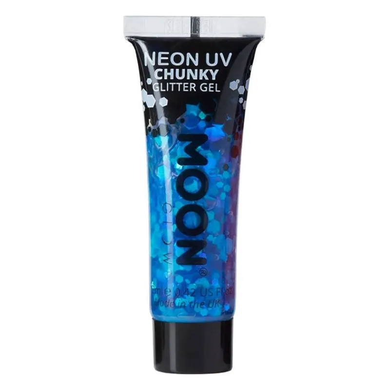 Moon Creations Gel néon à grosses paillettes Moon Glow bleu Hot