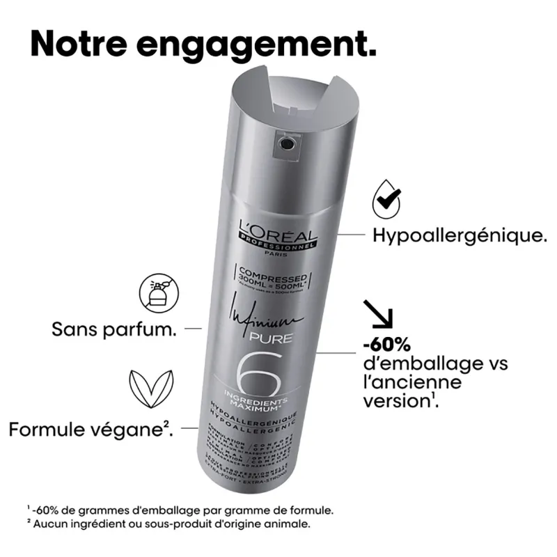 L’Oréal Professionnel Paris Laque Infinium Pure fixation extra forte 300ml Clearance