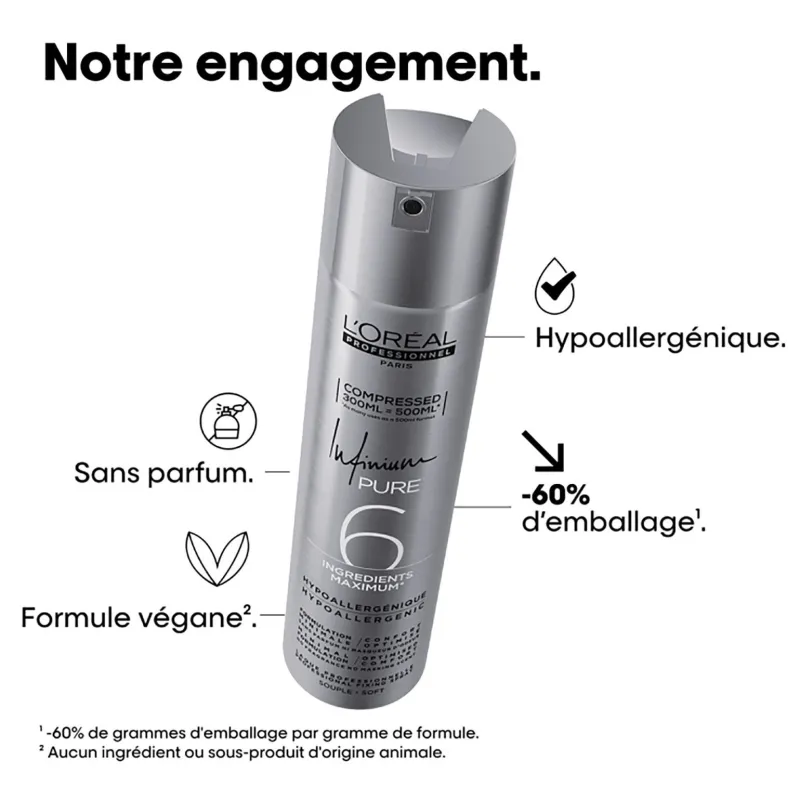 L’Oréal Professionnel Paris Laque Infinium Pure fixation souple 300ml New