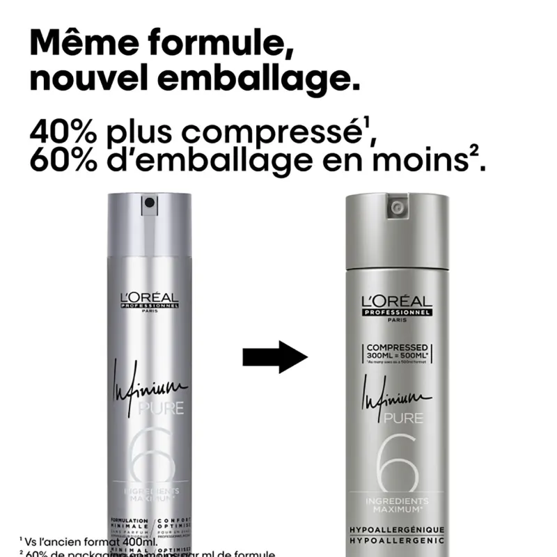 L’Oréal Professionnel Paris Laque Infinium Pure fixation souple 300ml New