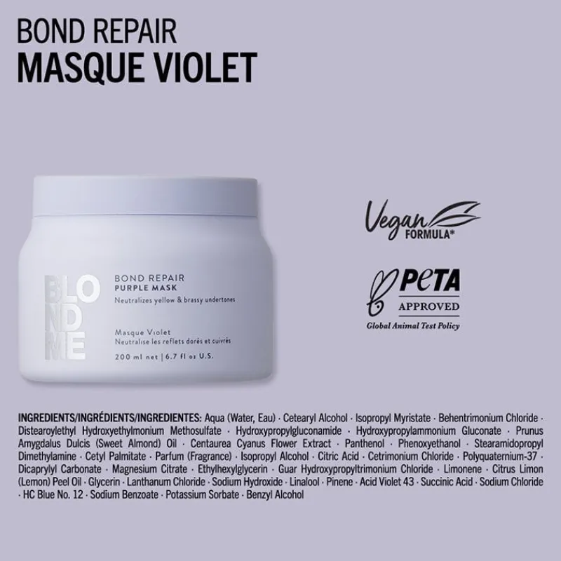 Schwarzkopf Professional Masque violet Blondme Bond Repair Neutralisant New