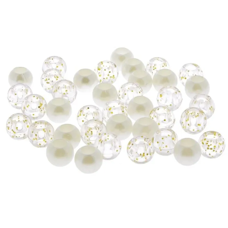 La Boutique du Coiffeur Perles cheveux blanches et transparentes à paillettes dorée New
