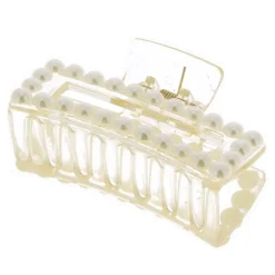 La Boutique du Coiffeur Pince croco rectangle à perles transparent Discount