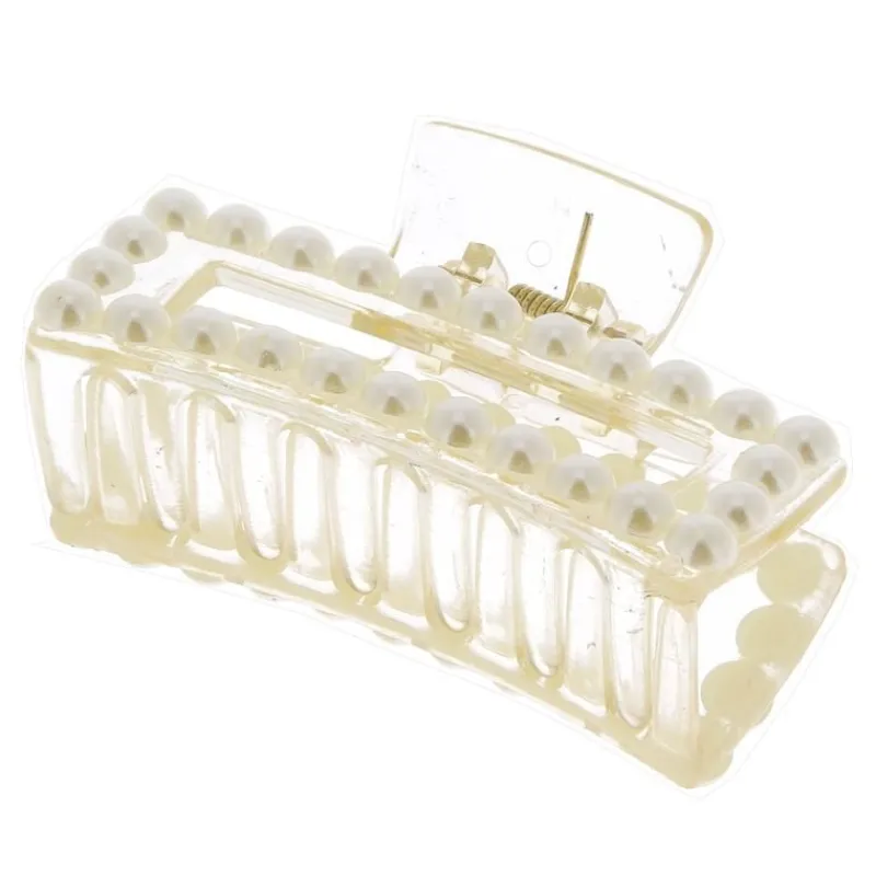 La Boutique du Coiffeur Pince croco rectangle à perles transparent Discount