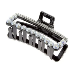 La Boutique du Coiffeur Pince croco strass et perles rectangle New