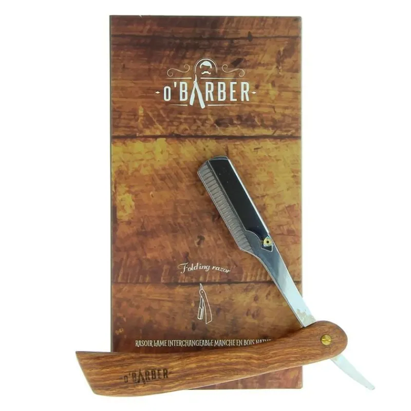 Jacques Seban Rasoir manche en bois naturel à lame interchangeable O'Barber Hot