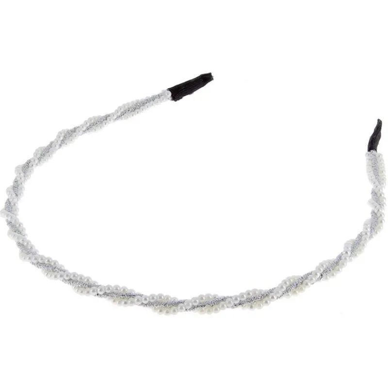 La Boutique du Coiffeur Serre-tête perles et cordon pailleté argenté Discount