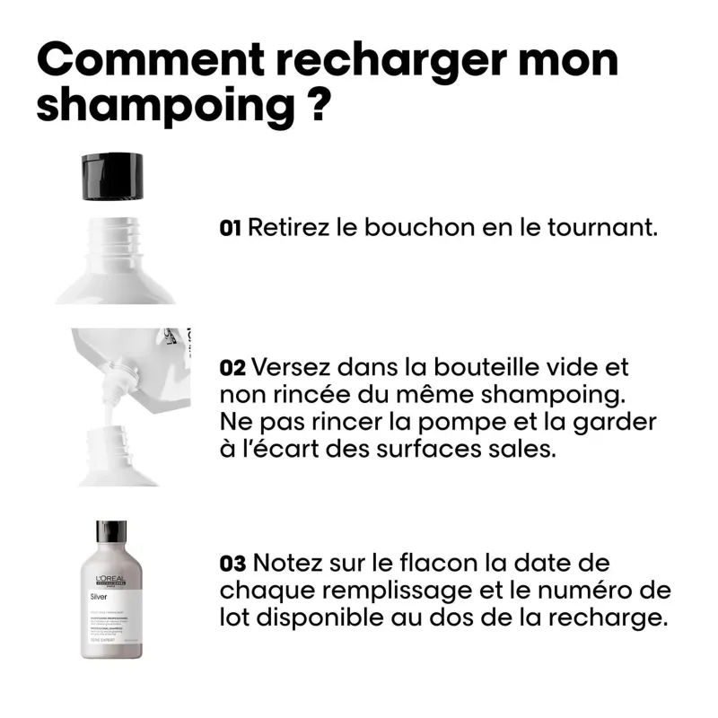 L’Oréal Professionnel Paris Shampooing déjaunissant Silver recharge 500ml New