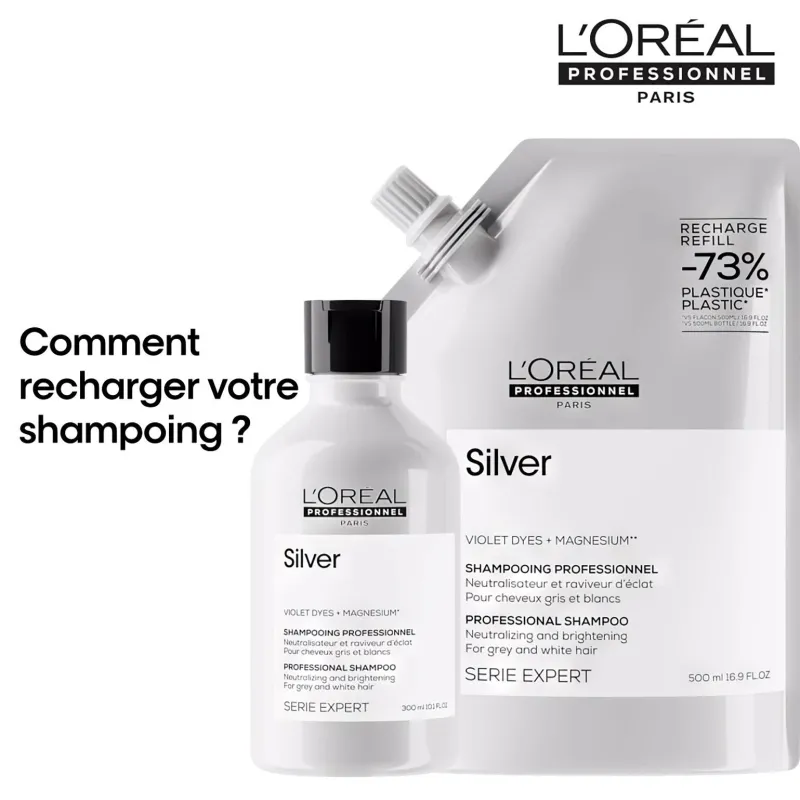 L’Oréal Professionnel Paris Shampooing déjaunissant Silver recharge 500ml New