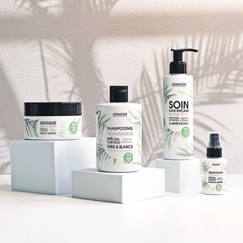 Kerasoin Professionnel Shampooing déjaunisseur cheveux gris & blancs Gamme Nature Hot