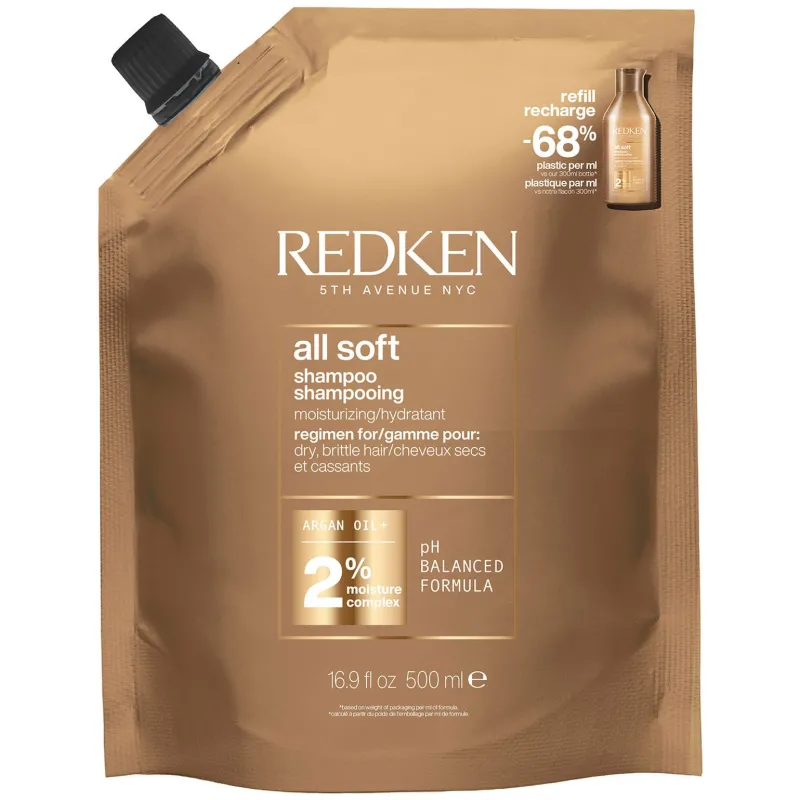 Redken Shampooing hydratant pour cheveux secs et sensibilisés All Soft recharge 500 ml Best