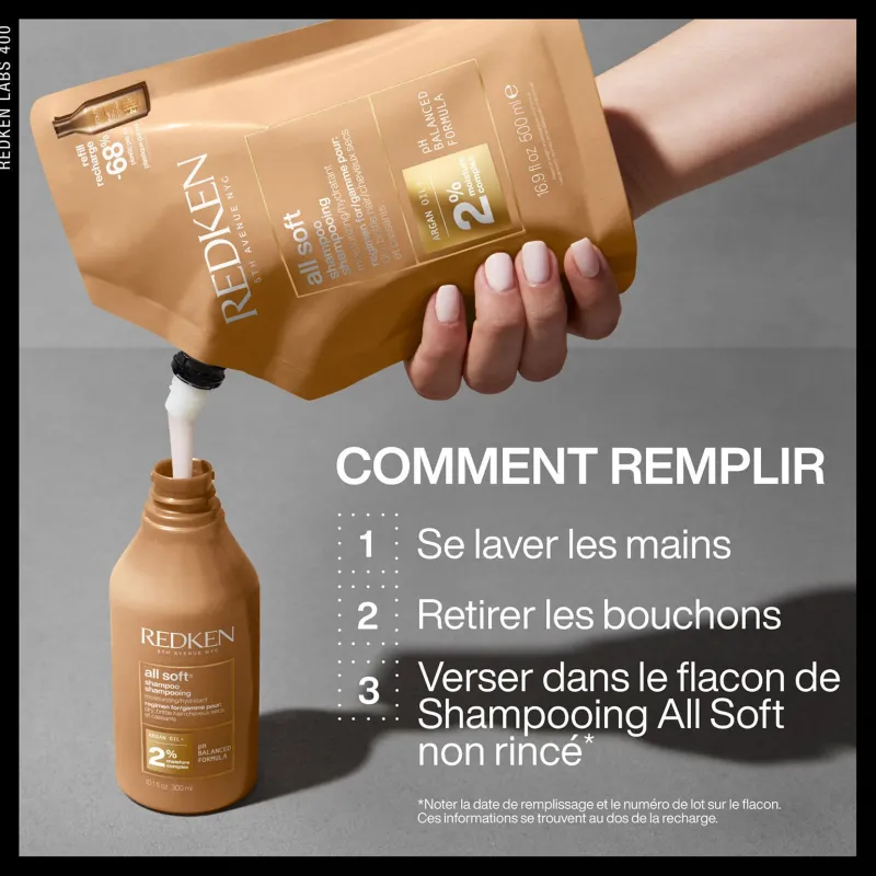 Redken Shampooing hydratant pour cheveux secs et sensibilisés All Soft recharge 500 ml Best