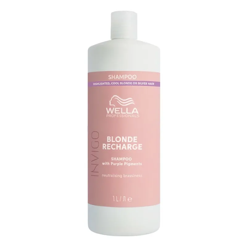 Wella Professionals Shampooing raviveur de couleur blond froid Invigo Blonde Recharge 1000ml Hot